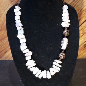 New Handmade Rose Quartz & Brass Artisan Necklace